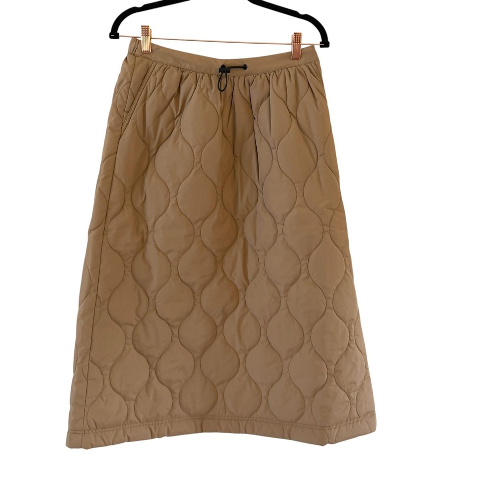 Woolrich x Target Quilted Ankle Skirt S Khaki Beige Insulated A Line Cozy NWT
